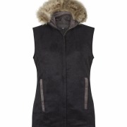 Annabel Brocks Quilted black Gilet With Natural Collar f